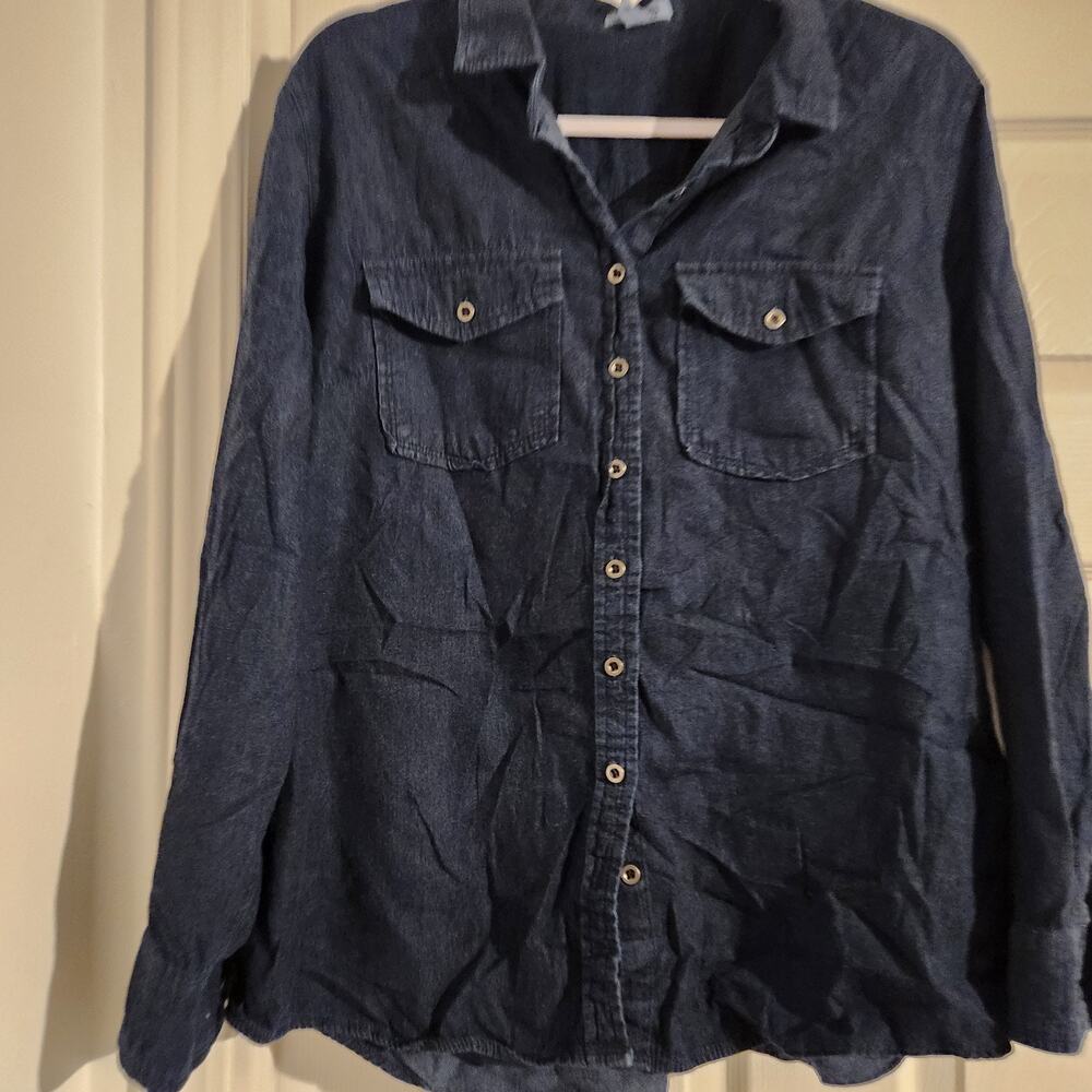 Ali & Kris. Womens Blouse. Long Sleeve. Button-Up. Blue. 2X